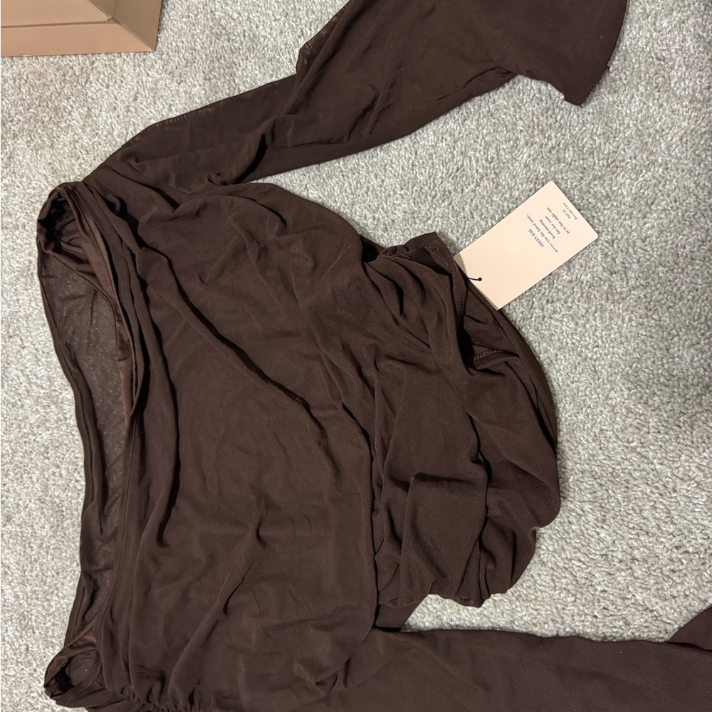 SHEIN Chocolate Brown Long Sleeve Top